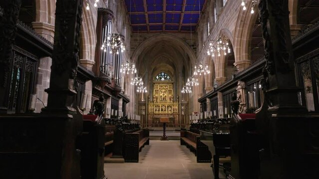 Wakefield Cathedral interior chancel choir seats