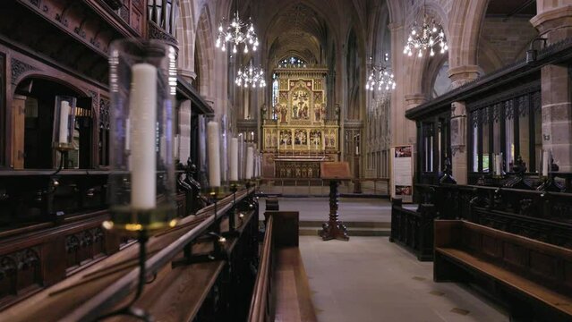 Wakefield Cathedral interior chancel choir seats