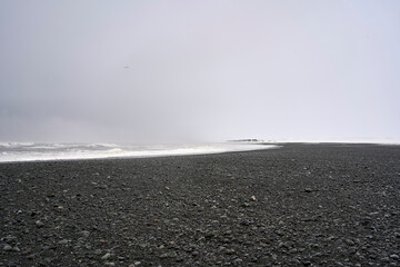 Black sand beach (Diamond beach) near Vatnja&ouml;kull glacier, Iceland