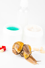 Cosmetics made with snail slime. Very healthy and organic products