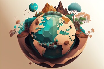 Surreal fantasy earth, sustainability, climate change, environment