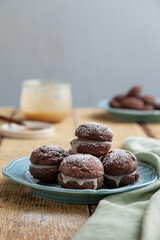 Chocolate Cookies with caramel sauce