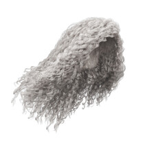 3d rendering curly white platinum hair isolated	