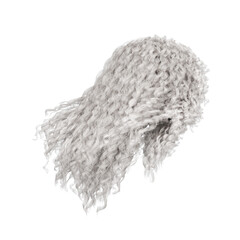 3d rendering curly white platinum hair isolated	