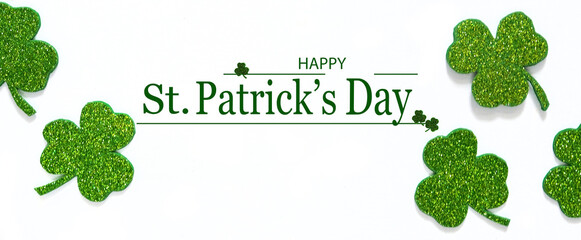 Happy St. Patrick's Day banner.Holiday background.St Patricks Day frame against a white background....
