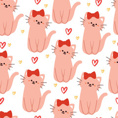 seamless pattern cartoon cat. cute animal wallpaper for textile, gift wrap paper