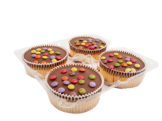 Muffins isolated on white background. Fresh muffins. Close-up.