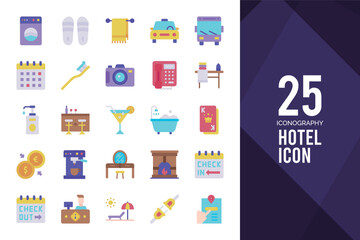 25 Hotel Flat icon pack. vector illustration.