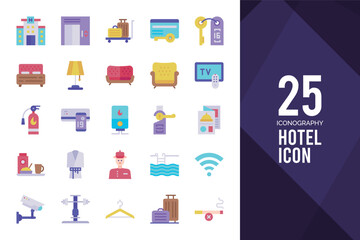 25 Hotel Flat icon pack. vector illustration.