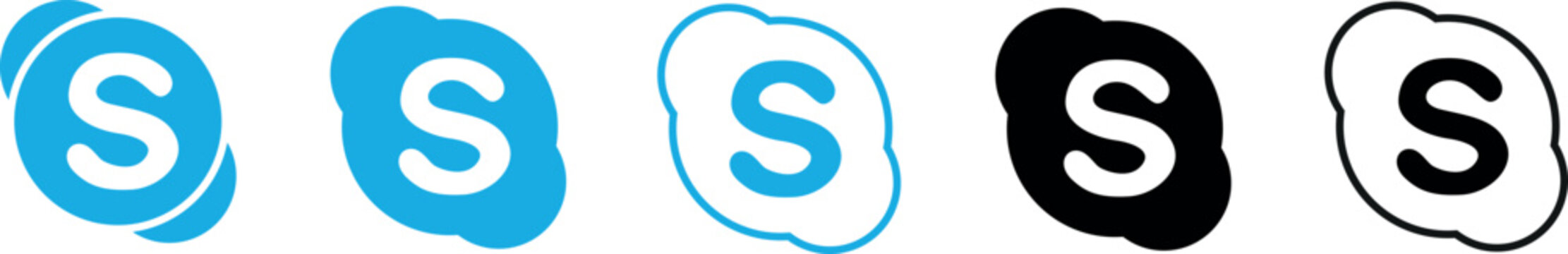 Skype logo icon. Set skype icon. Editorial vector.