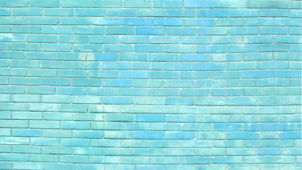 Old blue brick wall background texture close up. Seamless pattern of the abstract colorful blue brick wall