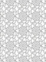 Beautiful black and white illustration for adult coloring book with rectangle abstract linear tribal pattern