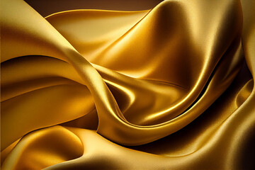 Gold color silk satin fabric