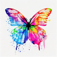Butterfly, rainbow colored painting, Generative AI