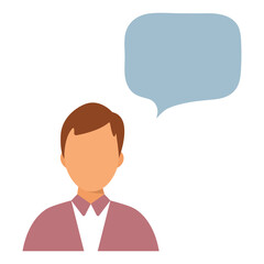 Man with thoughts on a white background. Illustration