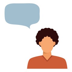 Man with thoughts on a white background. Illustration