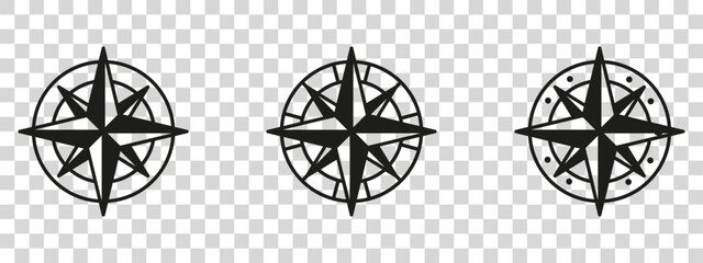 Compass icon set. Compass symbol. Vector