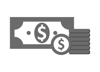 Money. Line Icon Vector. Payment system. Coins and Dollar cent Sign isolated on white background. Flat design style. Business concept.