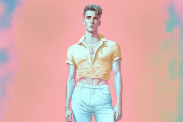 Generative ai illustration of beautiful queer lgbtq non binary person