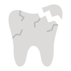 Broken Tooth Flat Icon