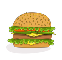 Burger flat vector illustration