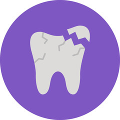 Broken Tooth Multicolor Circle Flat Icon