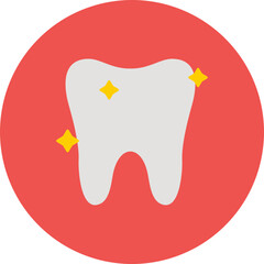 Tooth Multicolor Circle Flat Icon