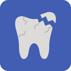 Broken Tooth Multicolor Round Corner Flat Icon