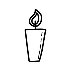 Flat cute doodle line candle. Vector icon illustration.