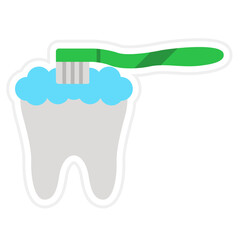 Teeth Brushing Sticker Icon