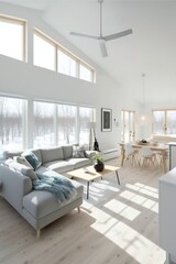 Fototapeta premium Modern interior. scandinavian style, Generative AI