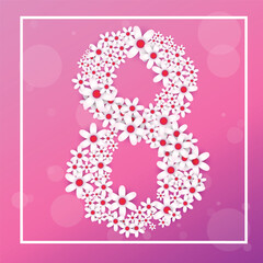 8 MARCH POSTCARD WITH FLOWERS