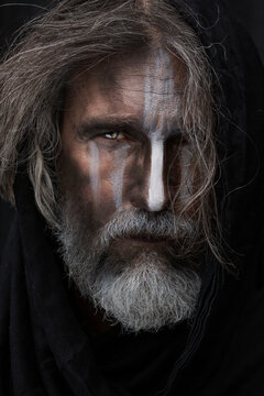 Celtic druid male portrait. Member of the learned class among the ancient Celts. Acted as priests, teachers, and judges. 