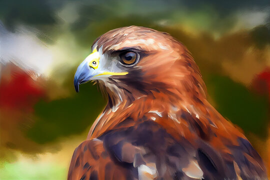 Palette knife painting of a hawk generative ai