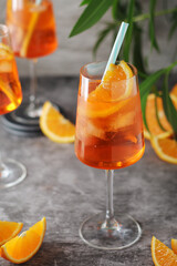 Glasses with aperol spritz cocktail