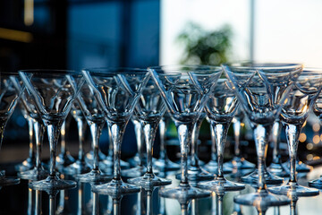 glasses on the buffet table