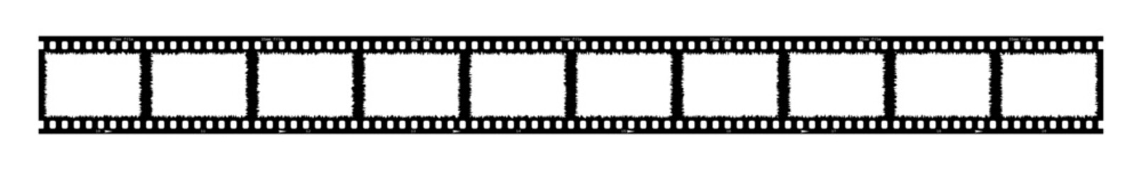35mm film strip retro vintage vector design with 10 frames on white background. Film reel symbol illustration to use in photography, television, cinema, photo frame. 