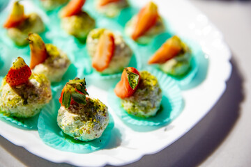 buffet table with snacks for guests
