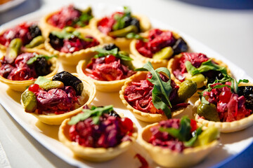 buffet table with snacks for guests