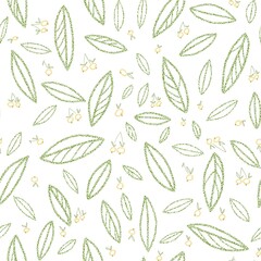 seamless pattern with leaves and berries 
