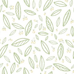 Naklejka premium seamless pattern with leaves and berries 