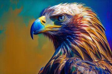 Fototapeta premium Palette knife oil painting of an eagle generative ai