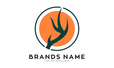 Obraz premium Deer horn elegant vector logo