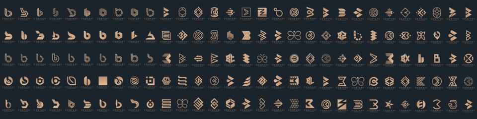 abstract letter B logo icon set. design for business of luxury, elegant, simple.