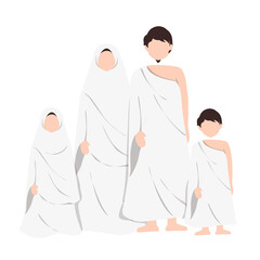 Pilgrim Hajj Illustration. Eid Al Adha Character. Muslim character. 