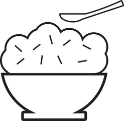 simple meal related rice bowl icon for food web and illustration . editable stroke