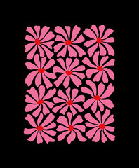 Groovy daisy flowers pattern. Minimalistic illustration of chamomile flowers in trendy Matisse style. Botanical abstract art poster.