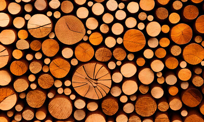 wood logs close-up created with Generative AI technology