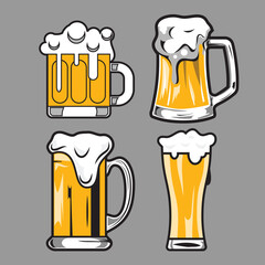 set of beers glass colored