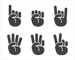 Fototapeta premium Hand gestures icon set. Hand geometric style icon. Hand sign language icon. Vector illustration